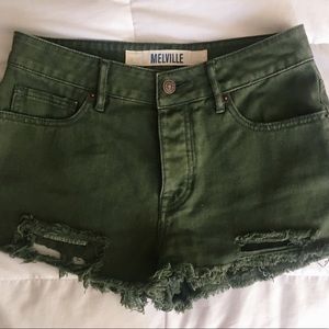 Brandy Melville Army Green Jean Shorts